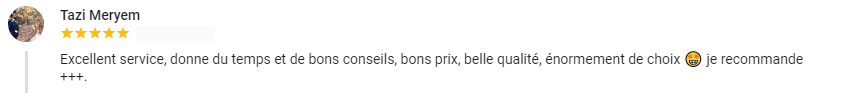 Témoignage cinq étoiles d'un client heureux.